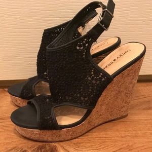 Black Lace Lucky Brand Espadrille Wedges